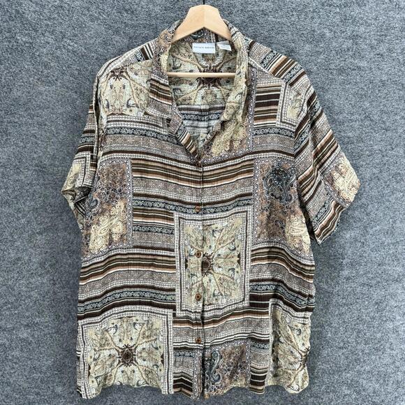 Jaclyn Smith Tops - Jaclyn Smith Shirt Women 3X Plus Gray Geometric Button Up Collared Short Sleeve